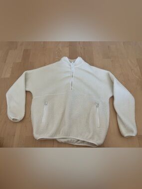 Amazon  White Sherpa Half-Zip Pullover Sweater